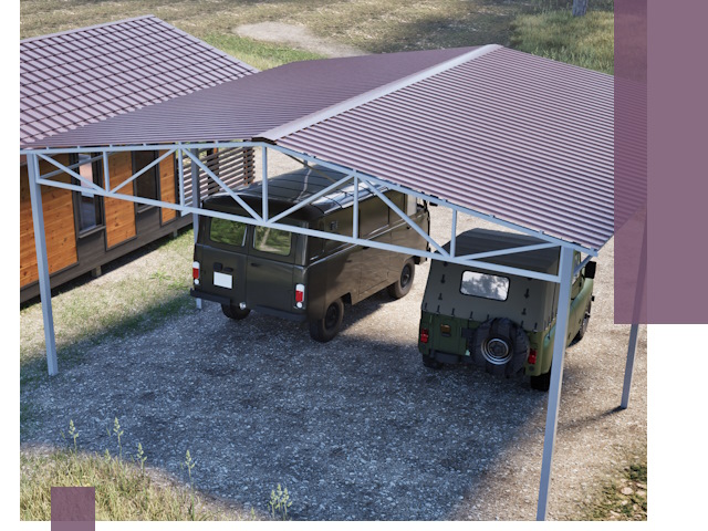 Двускатные навесы под ключ в Горном-Алтайске — изготовление и монтаж